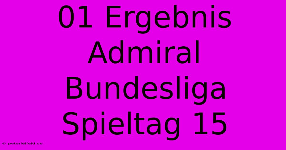 01 Ergebnis Admiral Bundesliga Spieltag 15