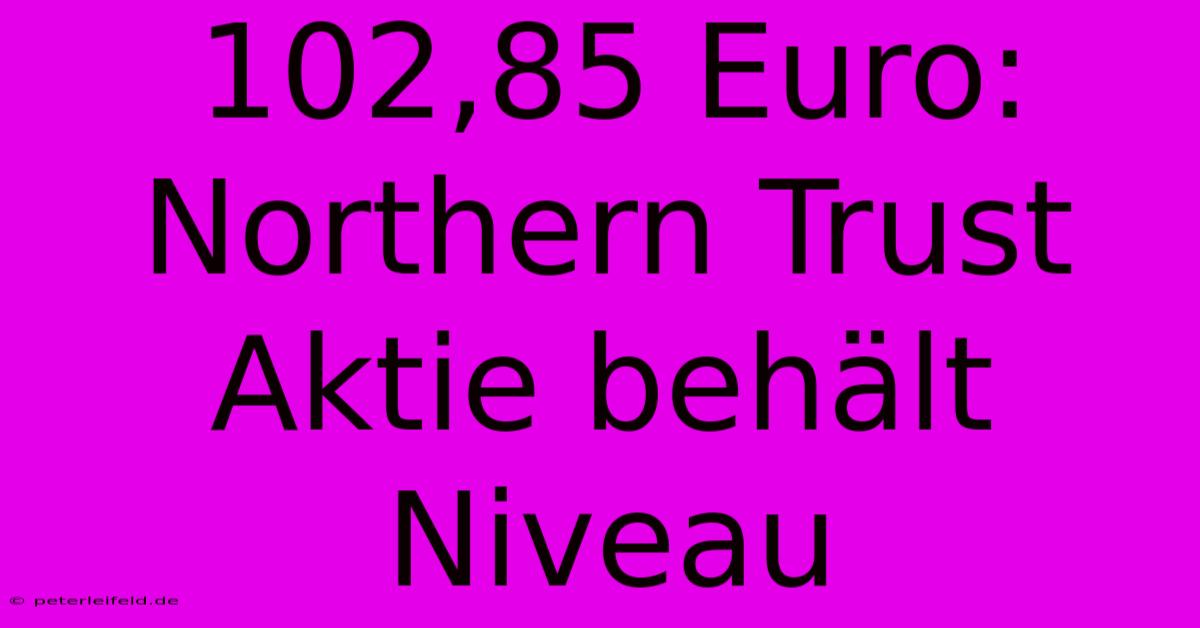 102,85 Euro: Northern Trust Aktie Behält Niveau