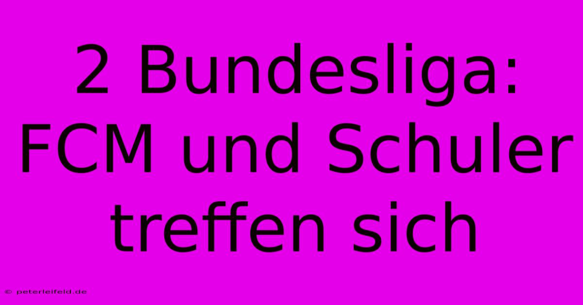 2 Bundesliga: FCM Und Schuler Treffen Sich