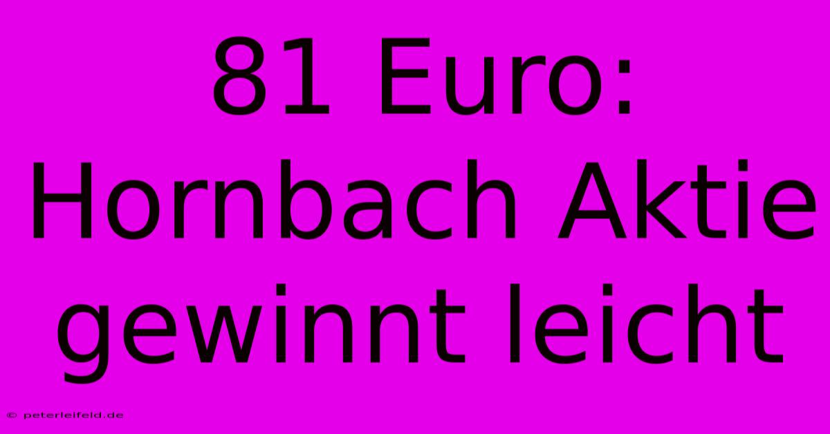 81 Euro: Hornbach Aktie Gewinnt Leicht