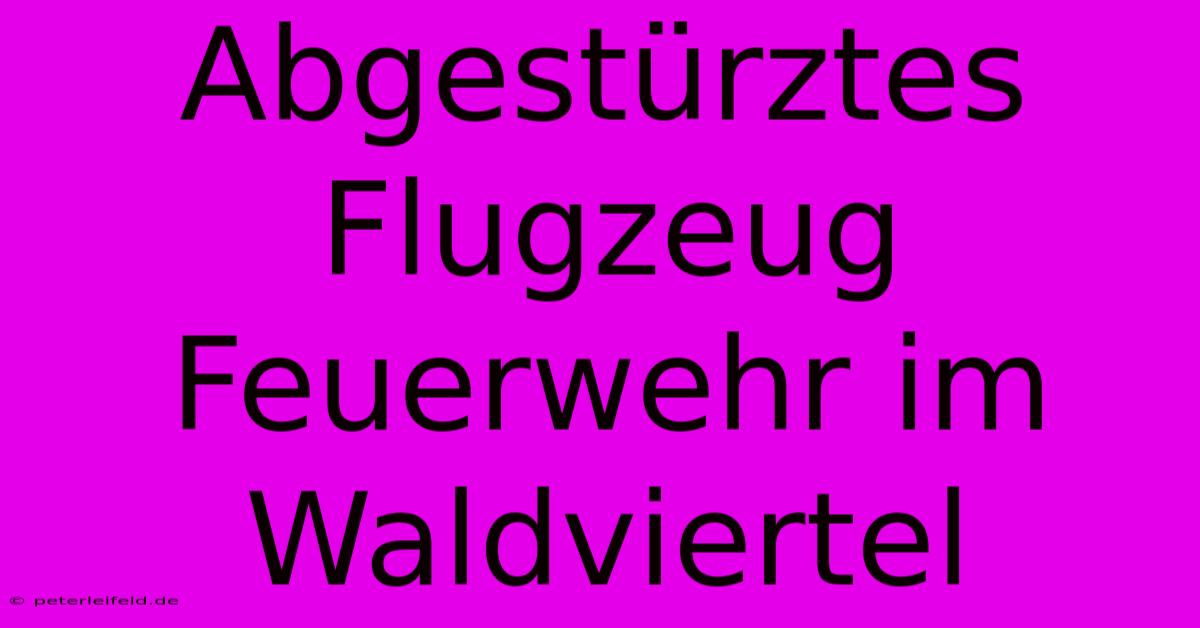 Abgestürztes Flugzeug Feuerwehr Im Waldviertel