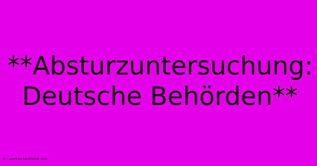 **Absturzuntersuchung: Deutsche Behörden**