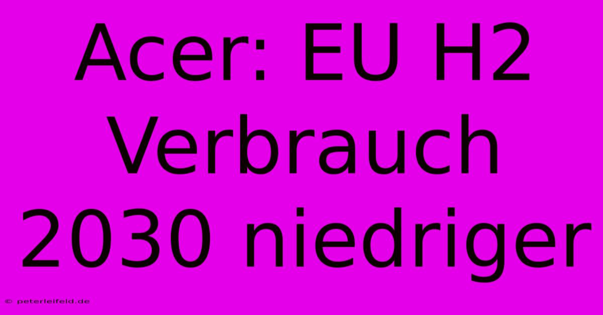 Acer: EU H2 Verbrauch 2030 Niedriger