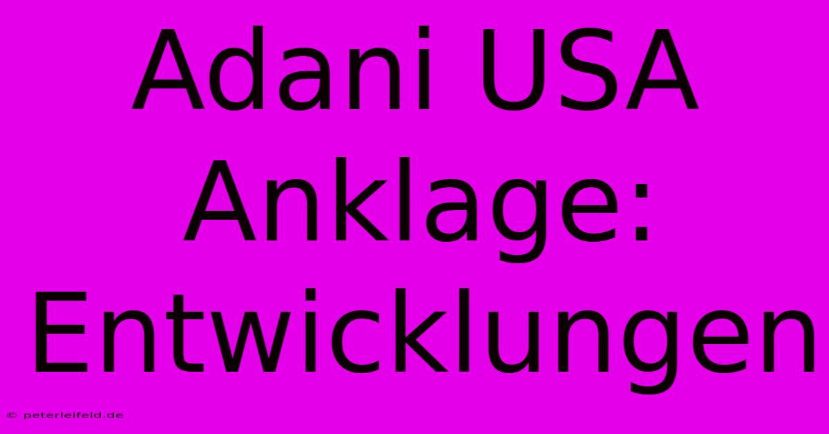 Adani USA Anklage: Entwicklungen