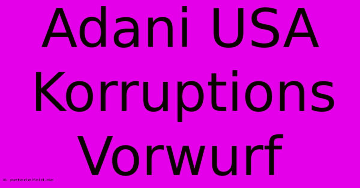 Adani USA Korruptions Vorwurf