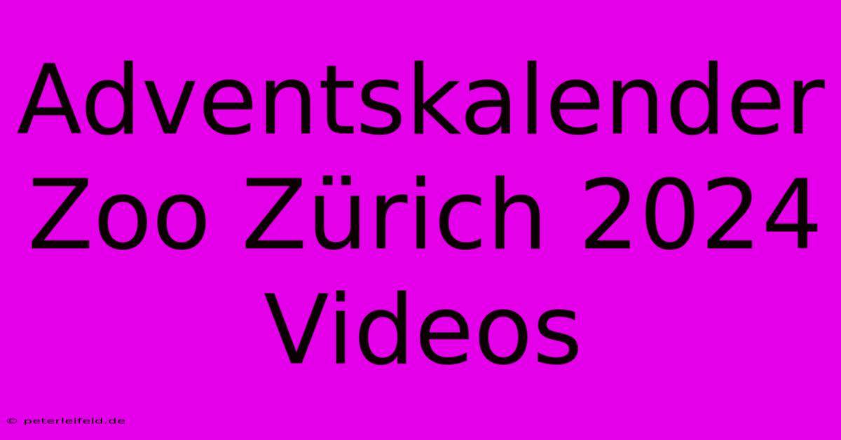 Adventskalender Zoo Zürich 2024 Videos