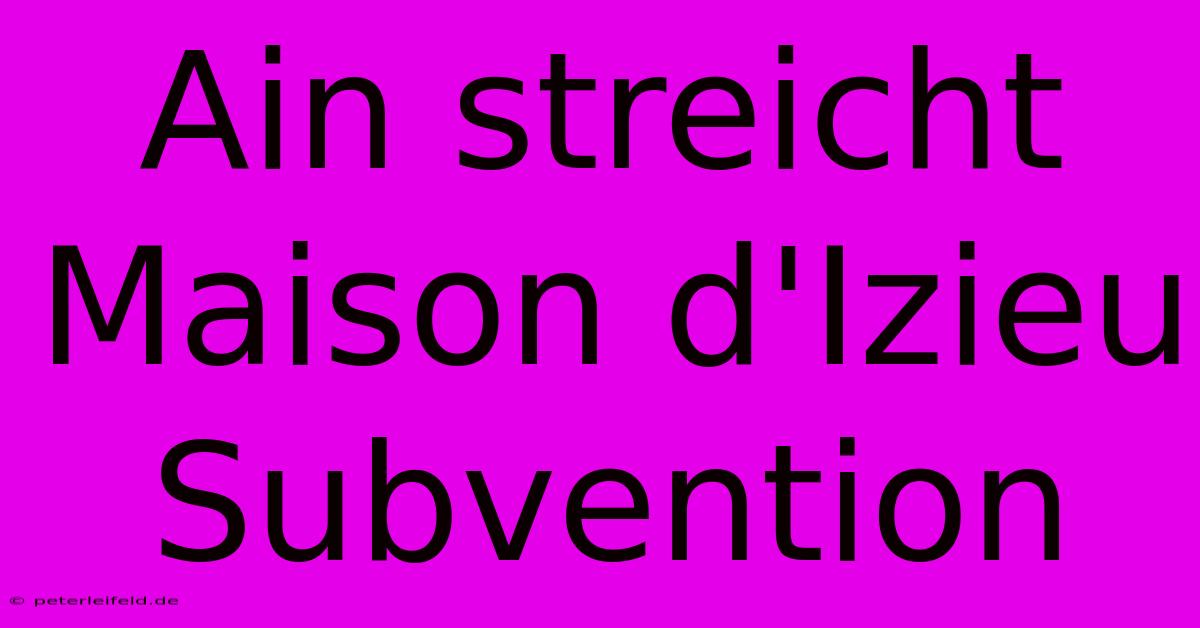 Ain Streicht Maison D'Izieu Subvention