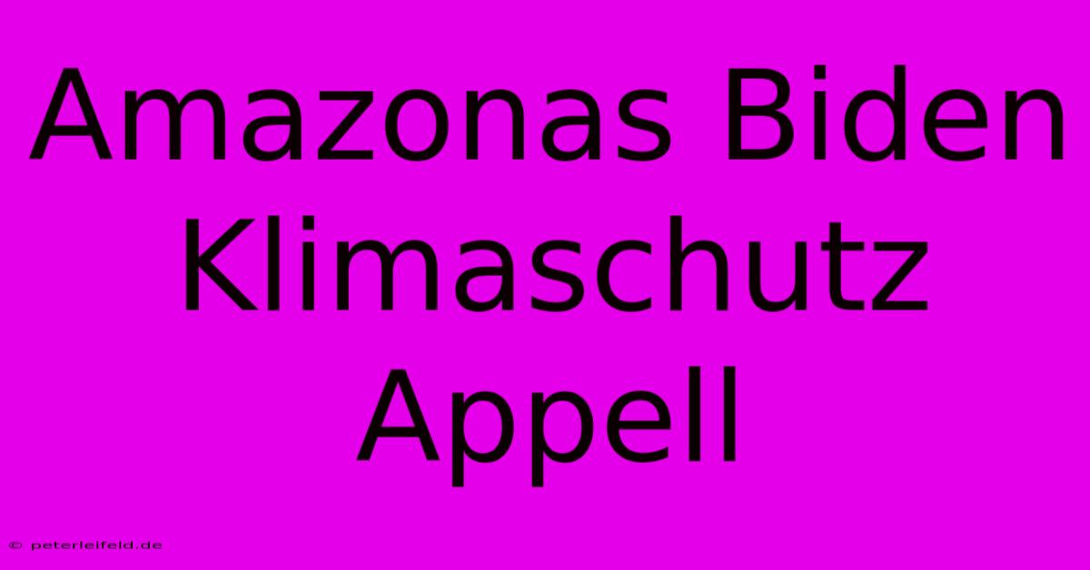 Amazonas Biden Klimaschutz Appell