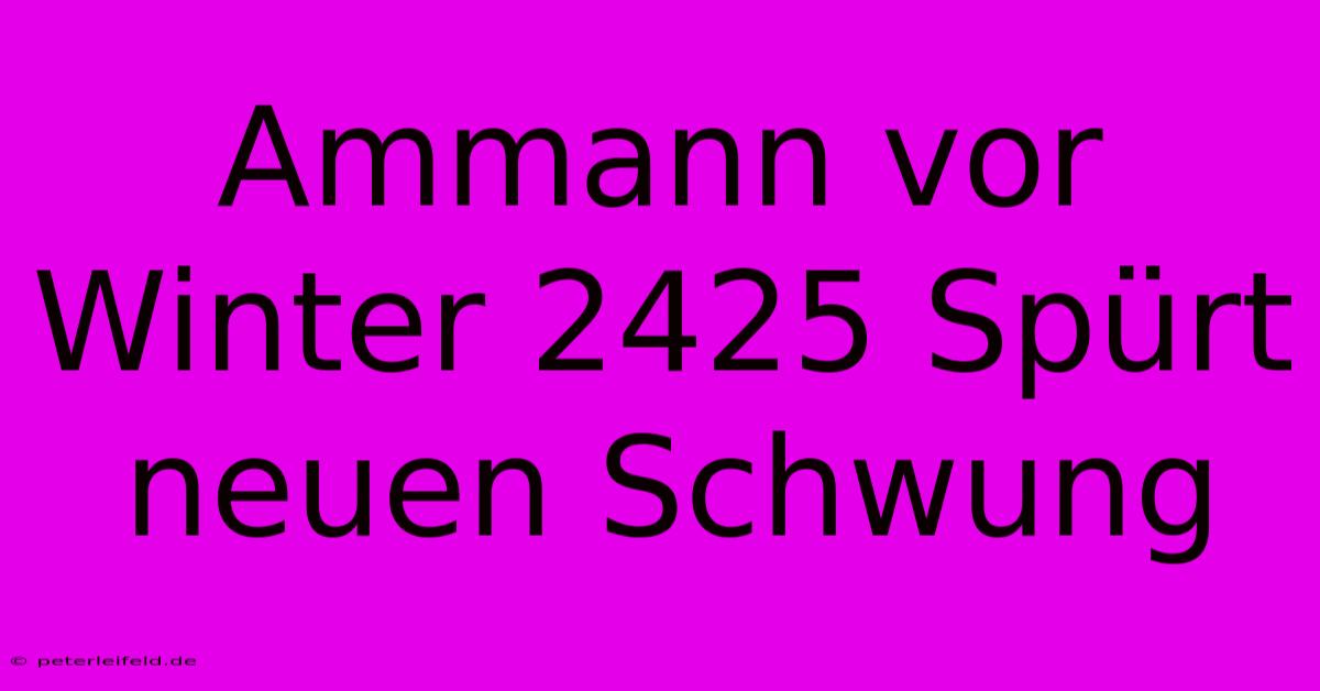 Ammann Vor Winter 2425 Spürt Neuen Schwung