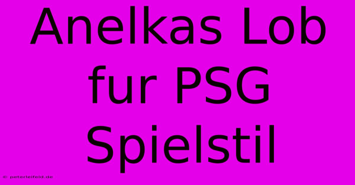 Anelkas Lob Fur PSG Spielstil