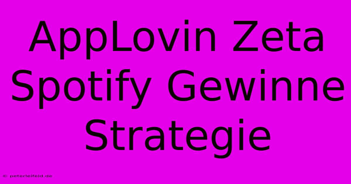 AppLovin Zeta Spotify Gewinne Strategie