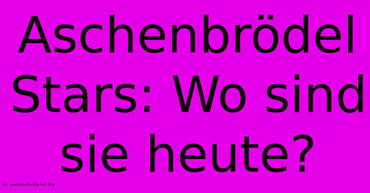 Aschenbrödel Stars: Wo Sind Sie Heute?