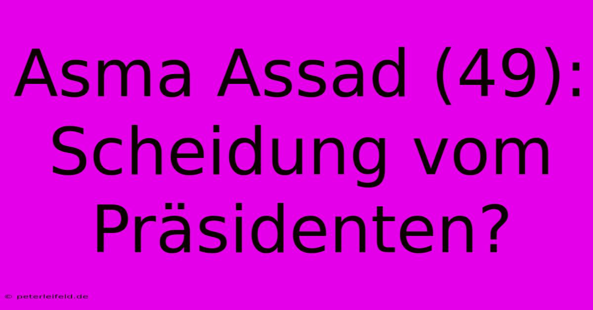 Asma Assad (49): Scheidung Vom Präsidenten?