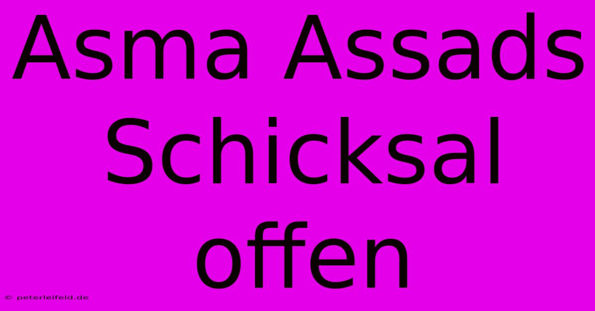 Asma Assads Schicksal Offen