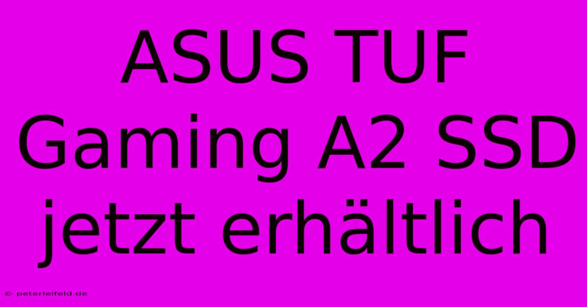 ASUS TUF Gaming A2 SSD Jetzt Erhältlich