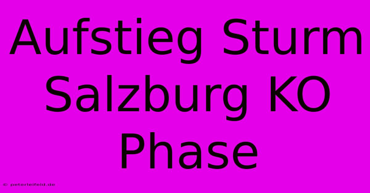 Aufstieg Sturm Salzburg KO Phase