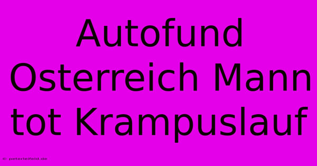 Autofund Osterreich Mann Tot Krampuslauf