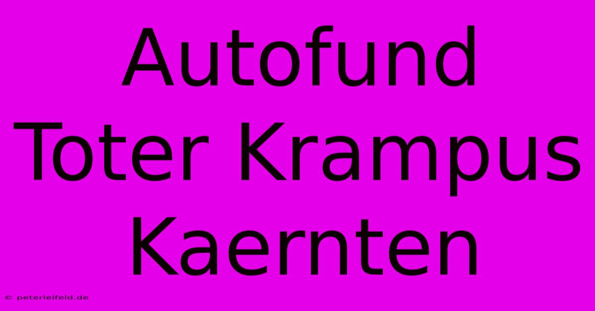 Autofund Toter Krampus Kaernten