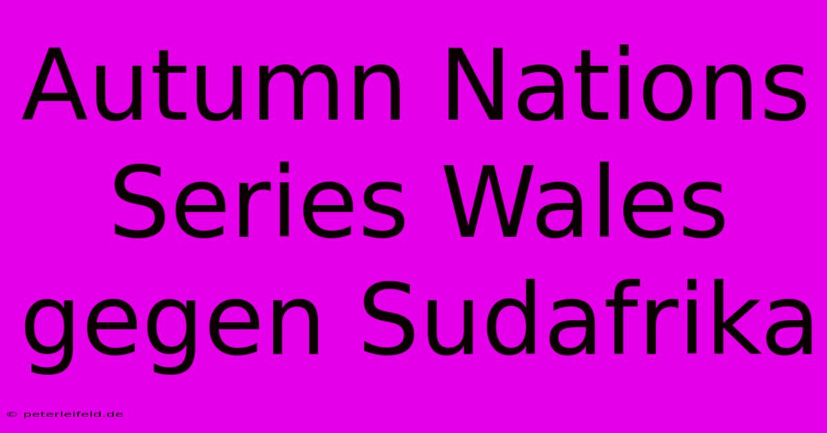 Autumn Nations Series Wales Gegen Sudafrika