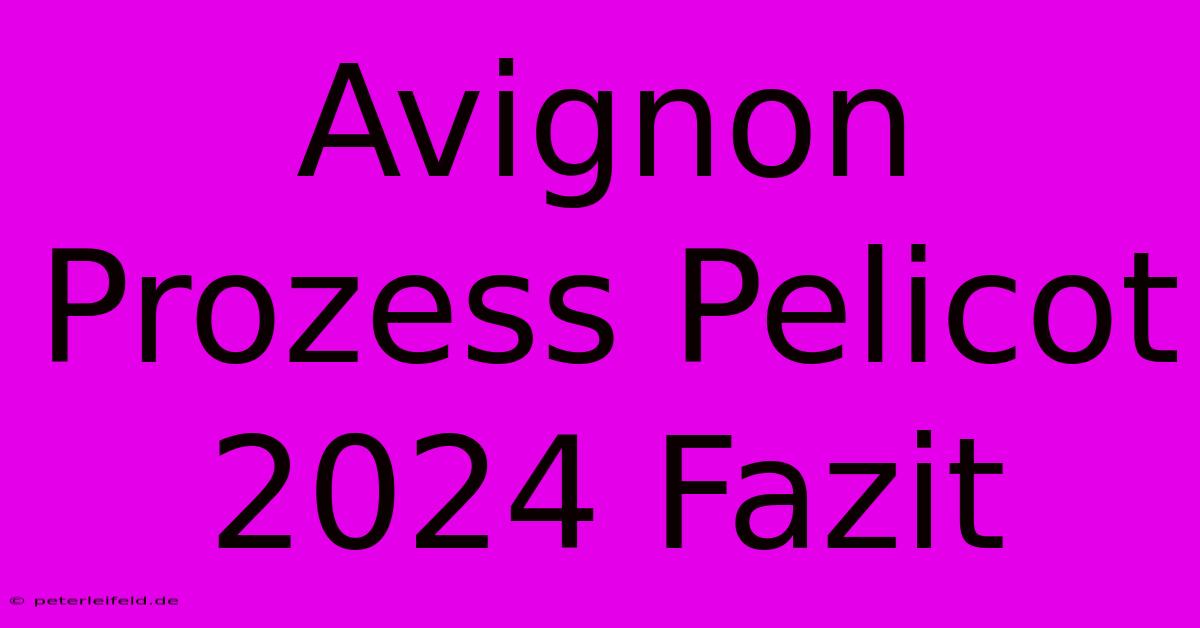 Avignon Prozess Pelicot 2024 Fazit