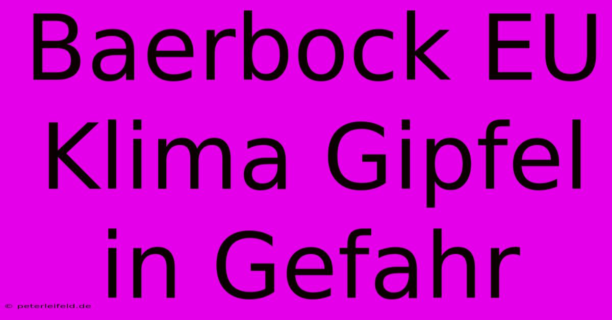 Baerbock EU Klima Gipfel In Gefahr