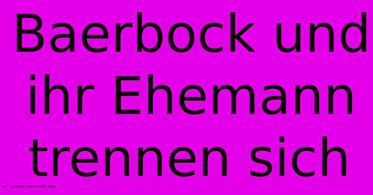 Baerbock Und Ihr Ehemann Trennen Sich