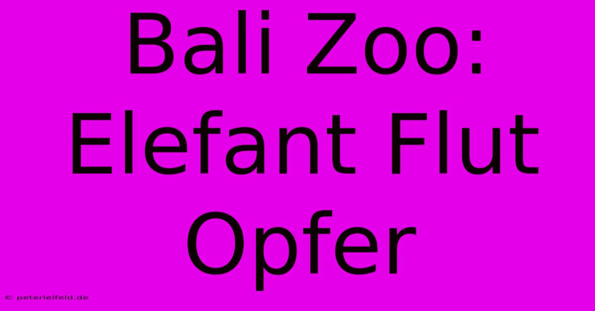 Bali Zoo: Elefant Flut Opfer