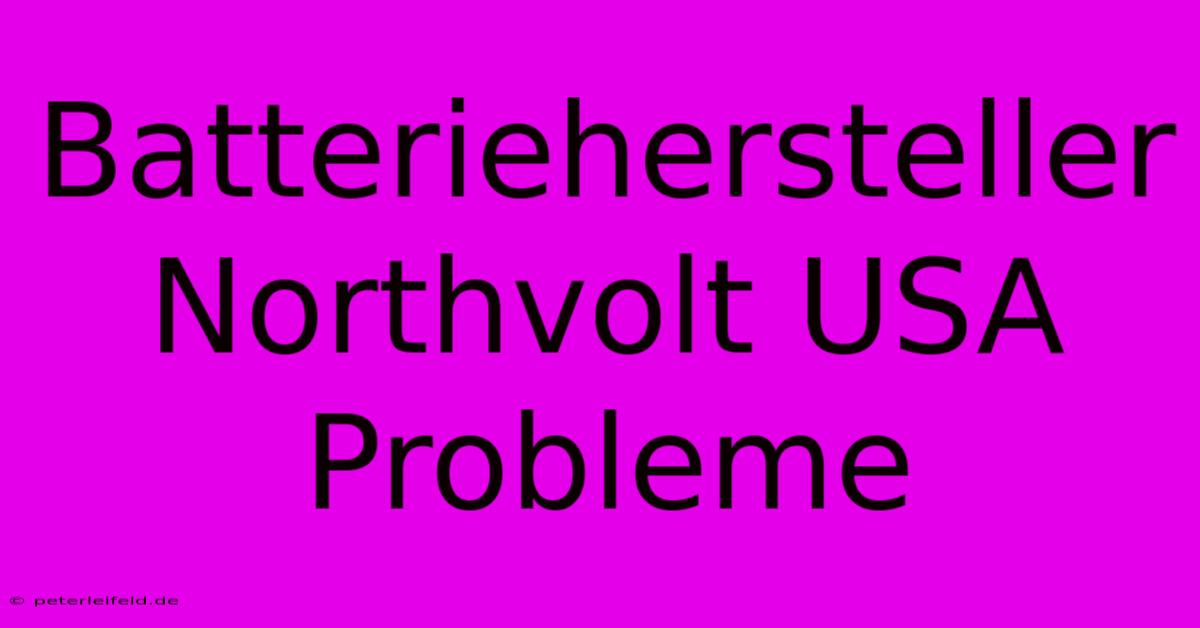 Batteriehersteller Northvolt USA Probleme