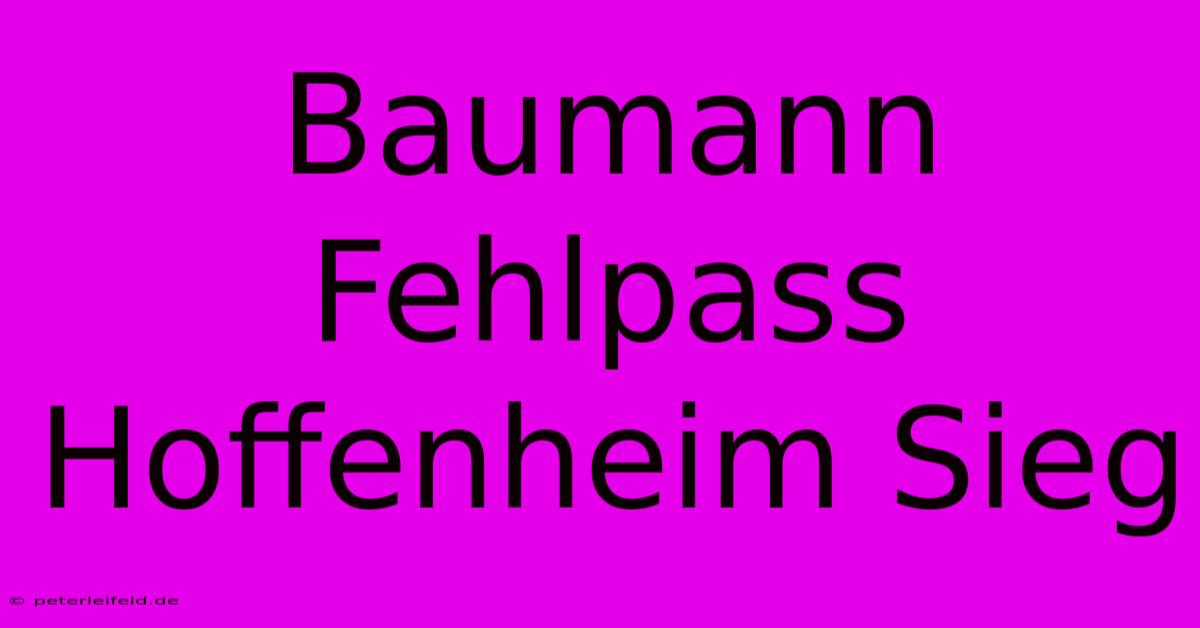 Baumann Fehlpass Hoffenheim Sieg