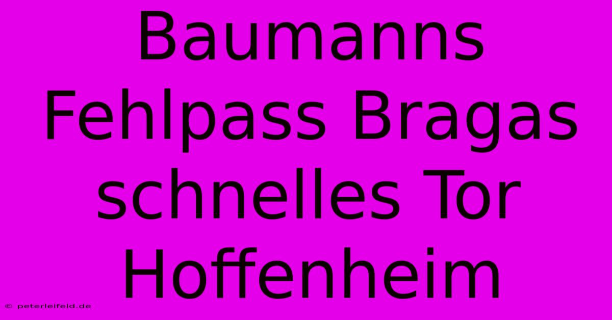 Baumanns Fehlpass Bragas Schnelles Tor Hoffenheim