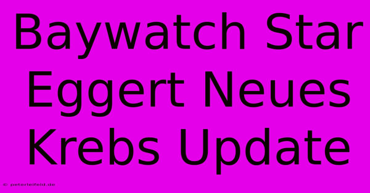 Baywatch Star Eggert Neues Krebs Update