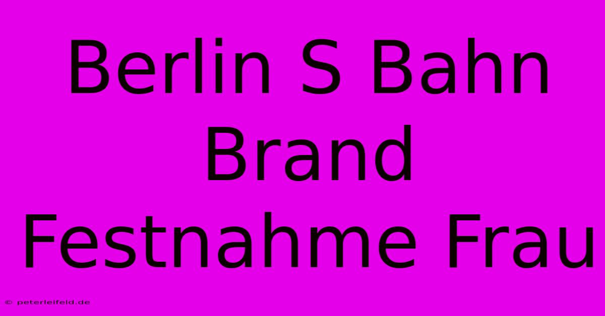 Berlin S Bahn Brand Festnahme Frau