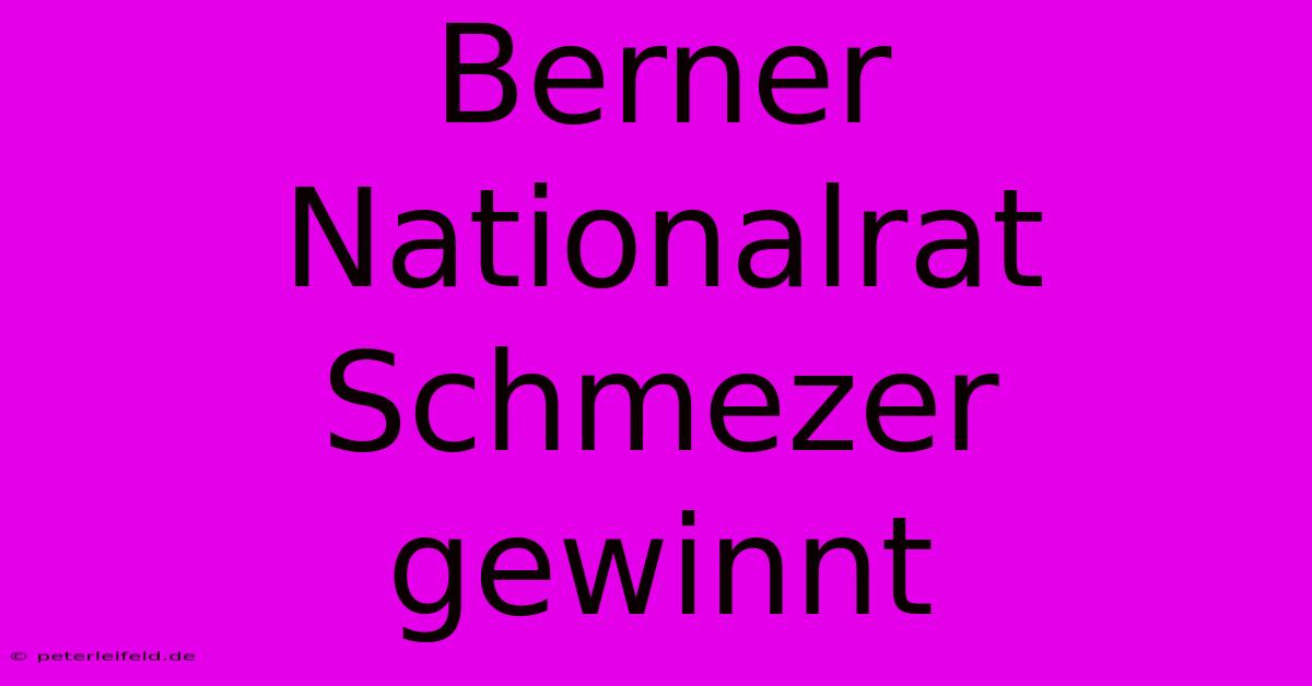 Berner Nationalrat Schmezer Gewinnt