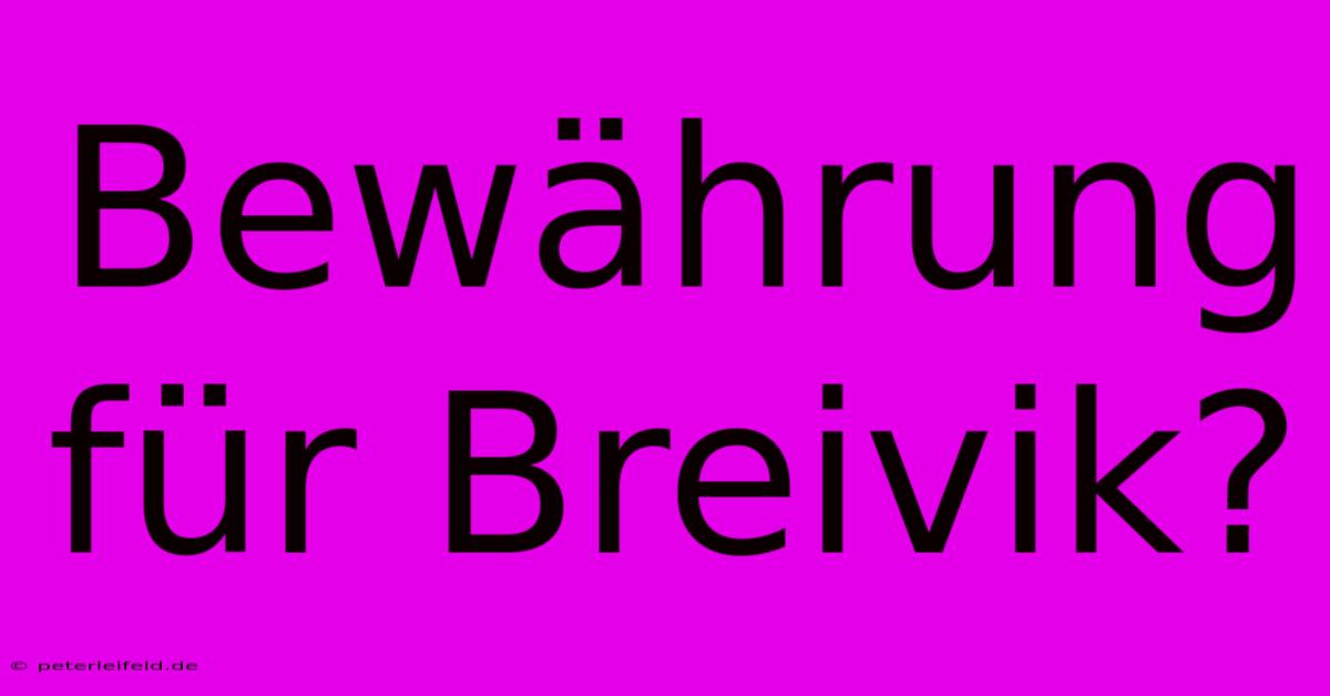 Bewährung Für Breivik?