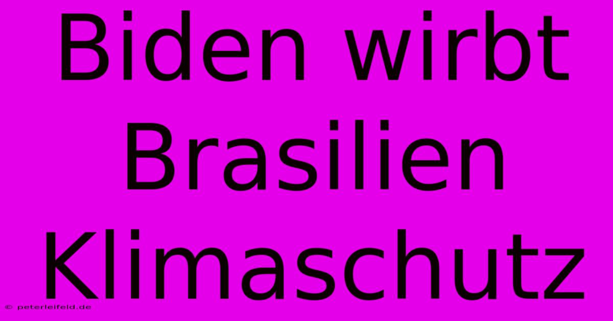 Biden Wirbt Brasilien Klimaschutz