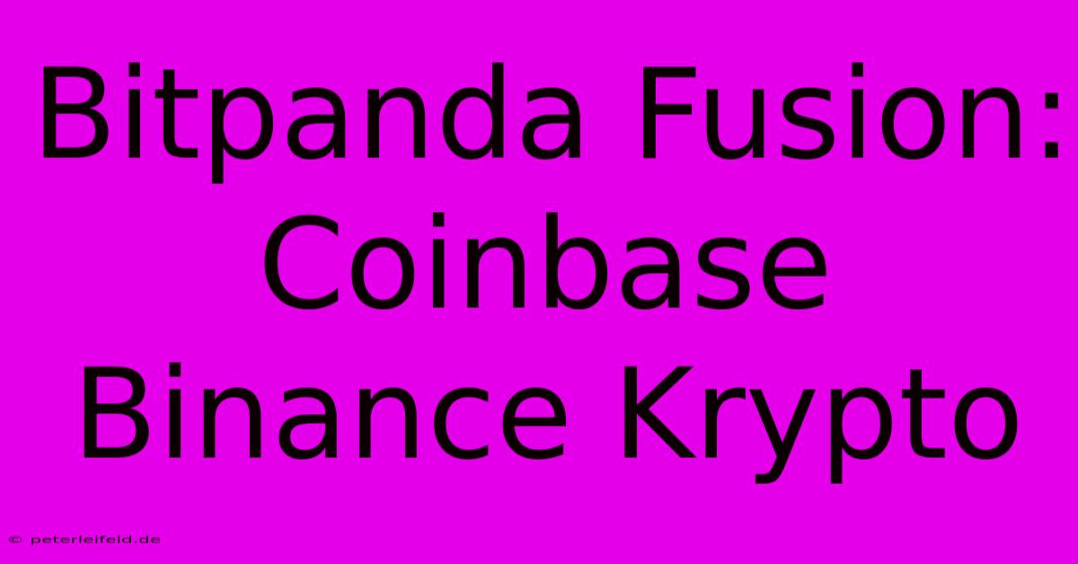 Bitpanda Fusion: Coinbase Binance Krypto