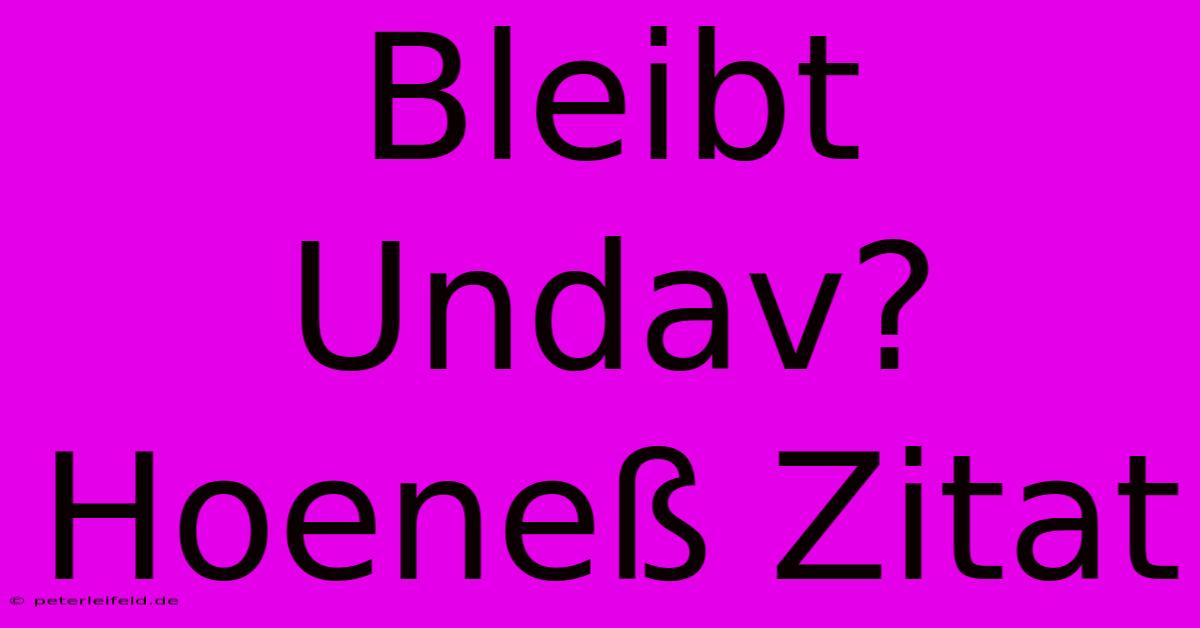 Bleibt Undav? Hoeneß Zitat