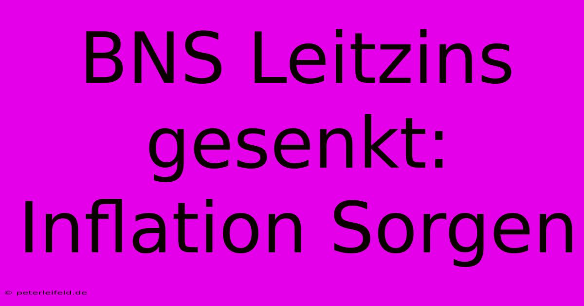 BNS Leitzins Gesenkt: Inflation Sorgen