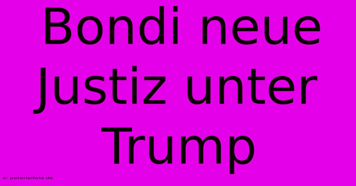 Bondi Neue Justiz Unter Trump