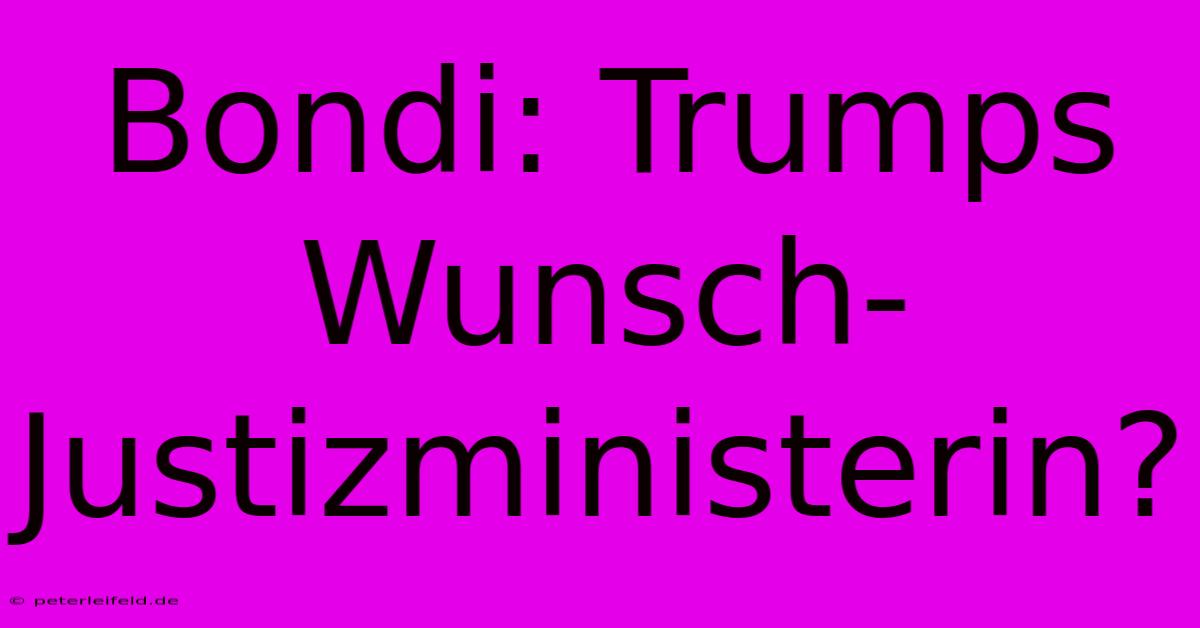 Bondi: Trumps Wunsch-Justizministerin?