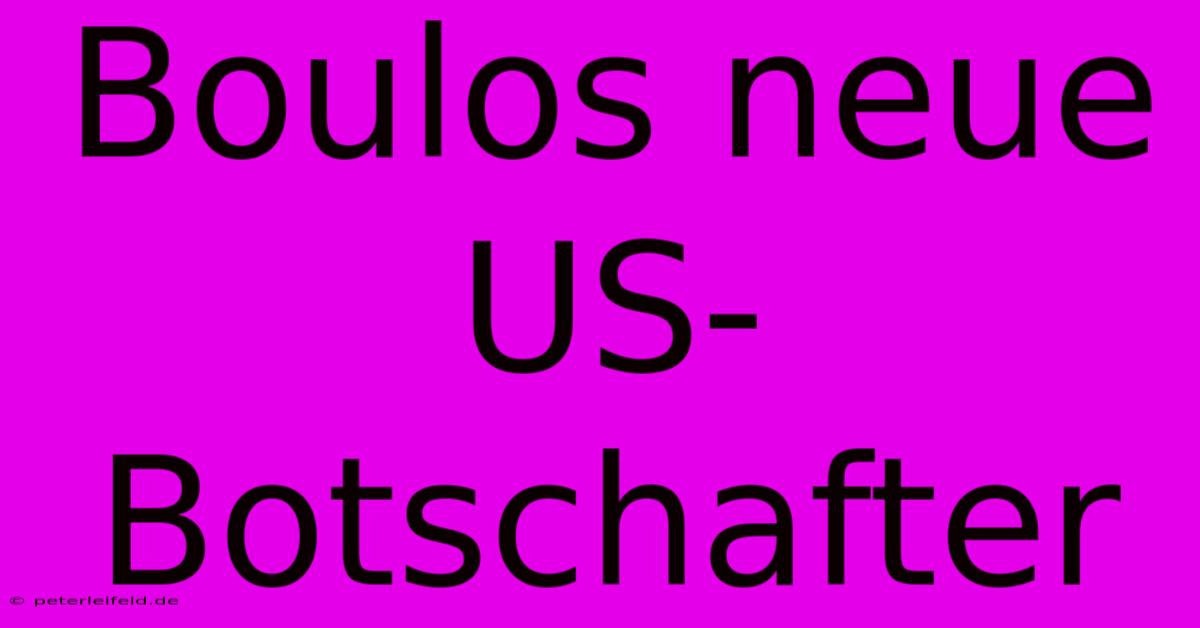 Boulos Neue US-Botschafter