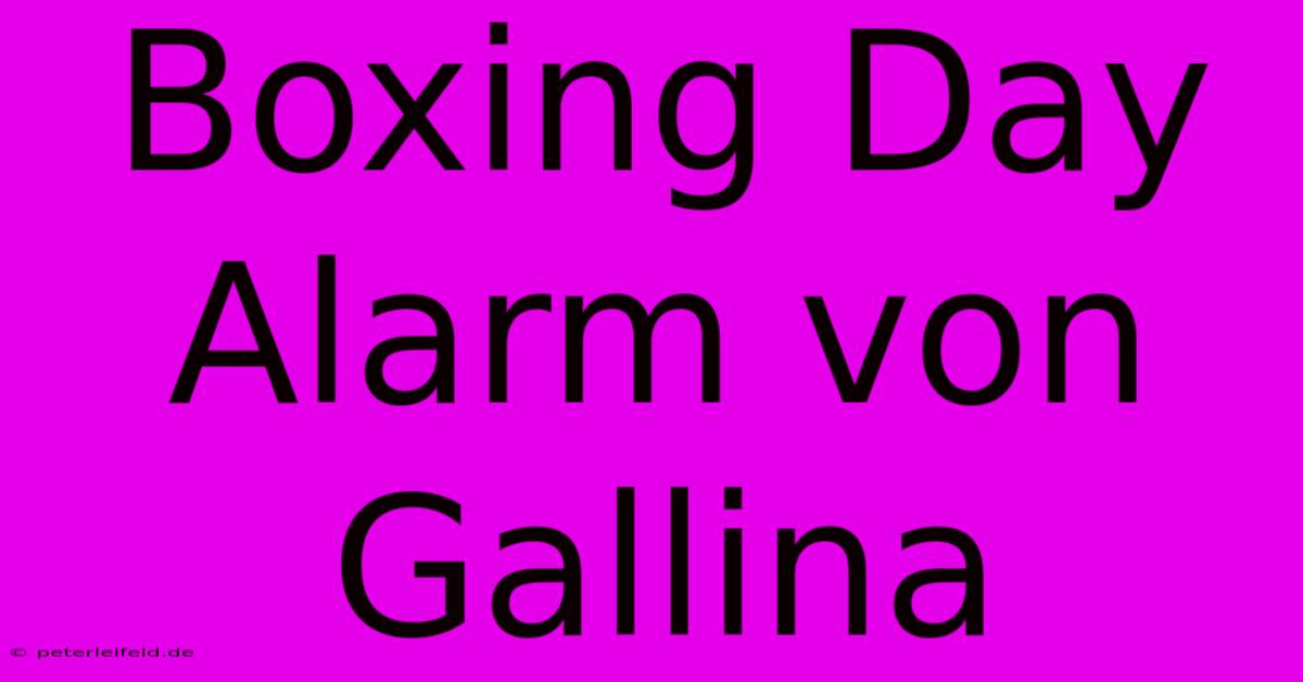 Boxing Day Alarm Von Gallina