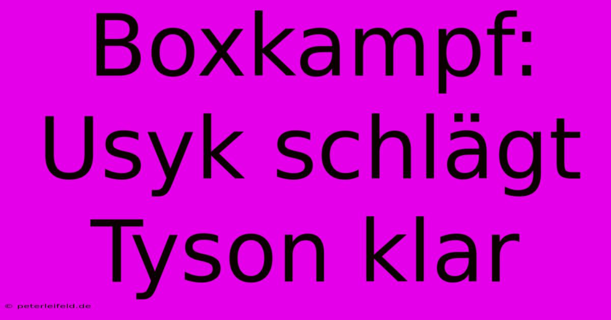 Boxkampf: Usyk Schlägt Tyson Klar