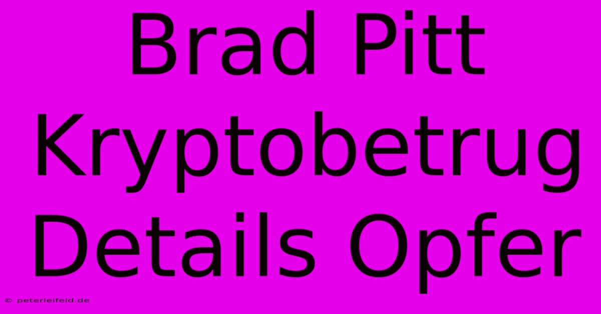 Brad Pitt Kryptobetrug Details Opfer