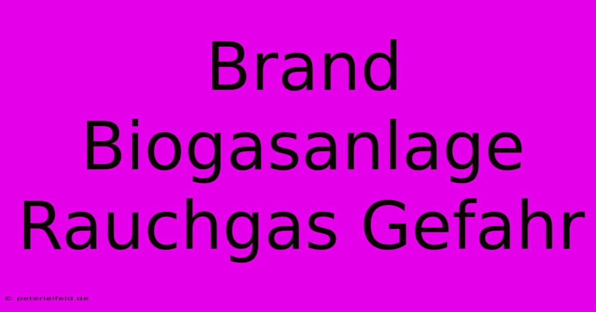 Brand Biogasanlage Rauchgas Gefahr