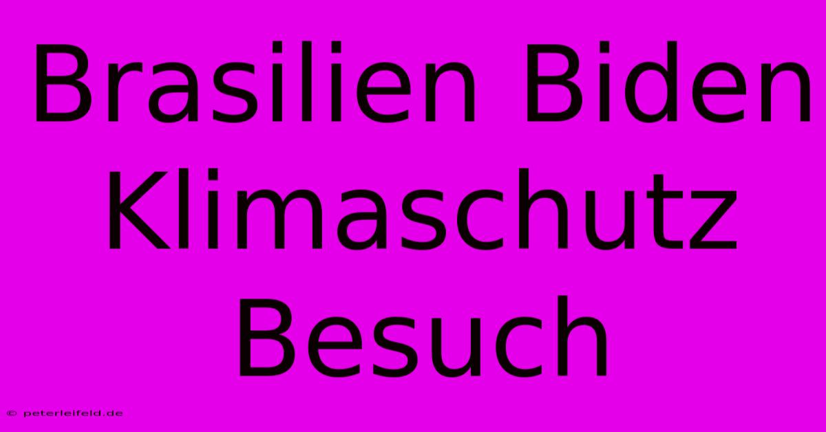 Brasilien Biden Klimaschutz Besuch