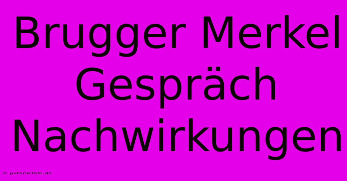 Brugger Merkel Gespräch Nachwirkungen