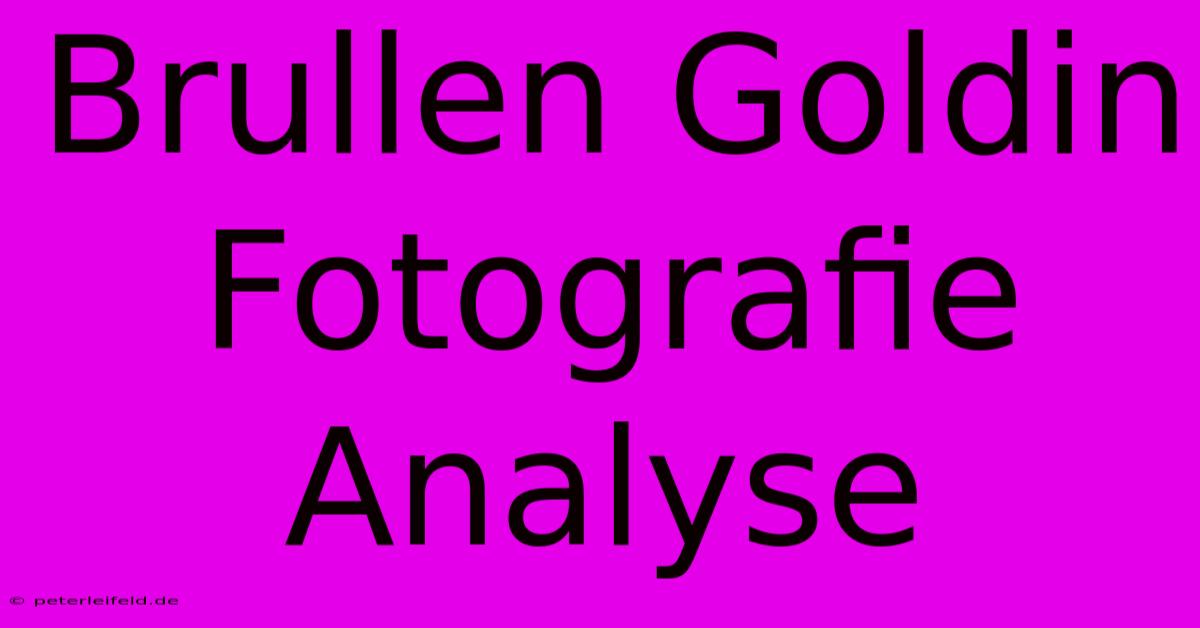 Brullen Goldin  Fotografie Analyse