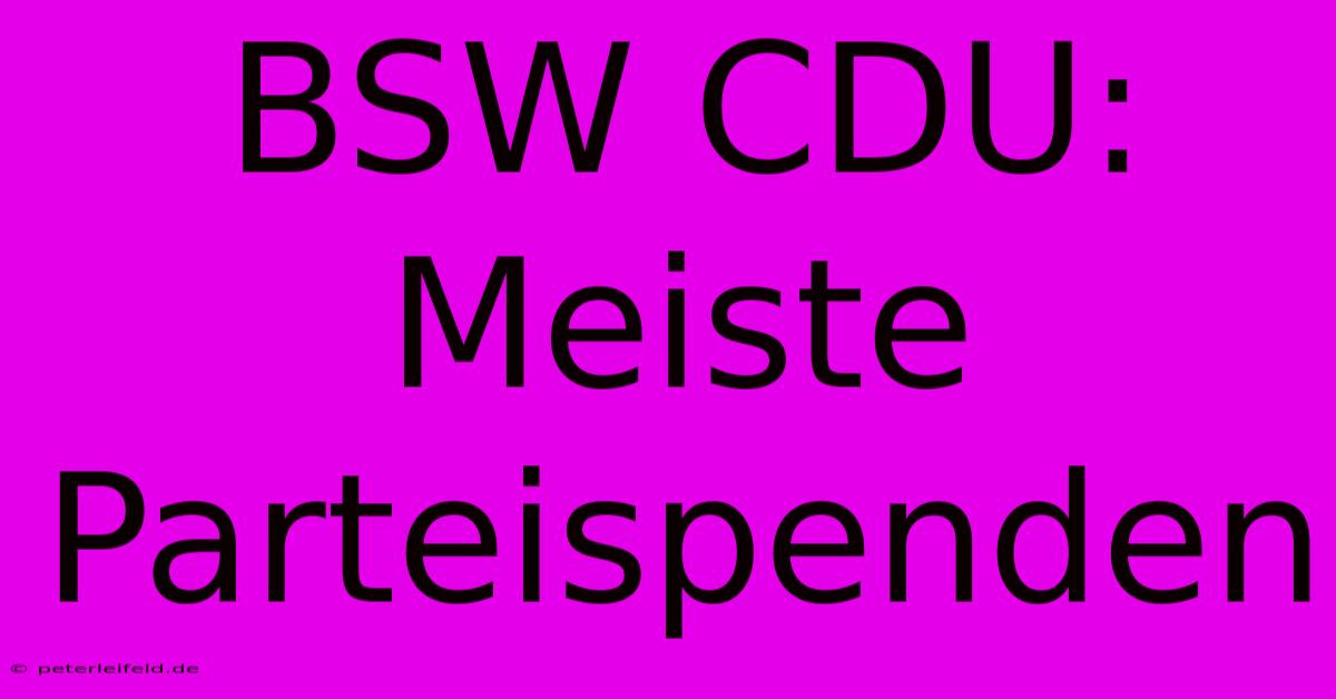 BSW CDU: Meiste Parteispenden