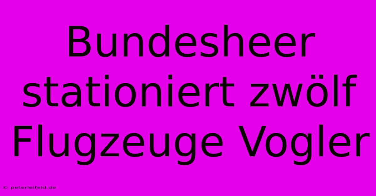 Bundesheer Stationiert Zwölf Flugzeuge Vogler